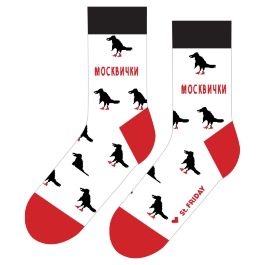 Носки St. Friday Вороны москвички 645-2 хлопковые белые