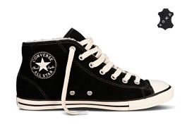 Зимние кожаные кеды Converse (конверс) Chuck Taylor All Star Dainty 540309 черные