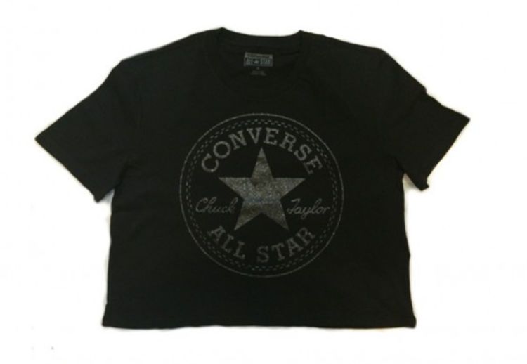 Женская футболка Converse (конверс) AWT GLITTER CHUCK CROP TEE 10541C003 черная
