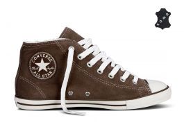 Зимние кожаные кеды Converse (конверс) Chuck Taylor All Star Dainty 540308 серо-коричневые