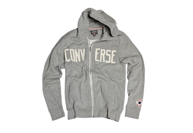 Толстовка мужская Converse (конверс) с капюшоном на молнии серая