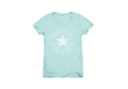 Женская футболка converse (конверс) AWT W1 CORE+ OUTLINE CHK PTCH CREW голубая