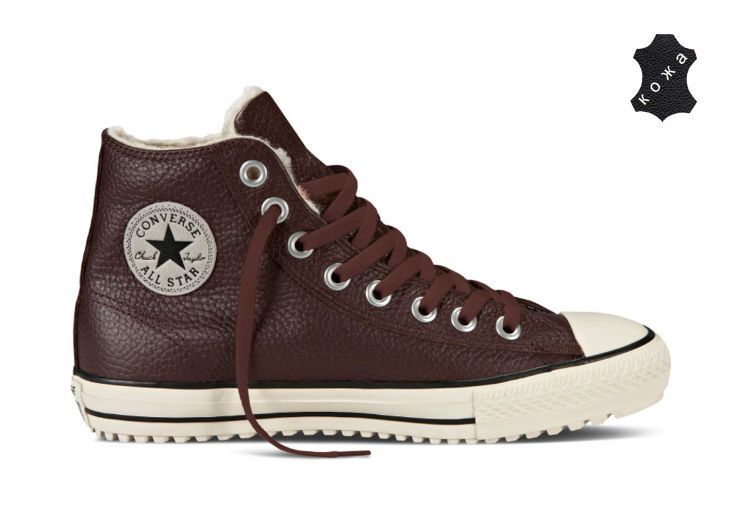 Зимние кожаные кеды Converse (конверс) Chuck Taylor All Star Converse Boot 144730 бордовые