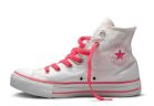 Женские кеды Сonverse (конверс) Chuck Taylor All Star 114072 белые/неон розовый