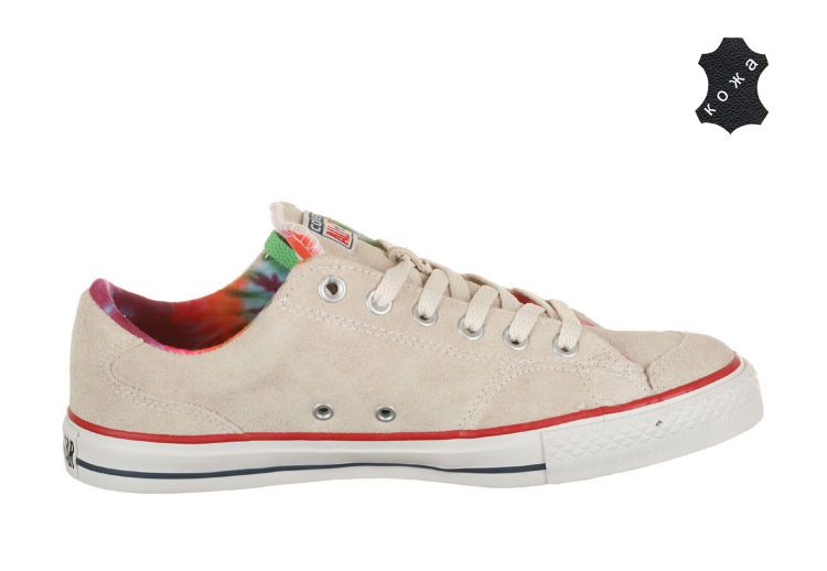 Кожаные кеды Converse (конверс) SKATE CT LS Ox  136729 бежевые