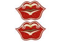 Аксессуары для кед крылья губы Red Sparkle Lips Lace 10111 красные